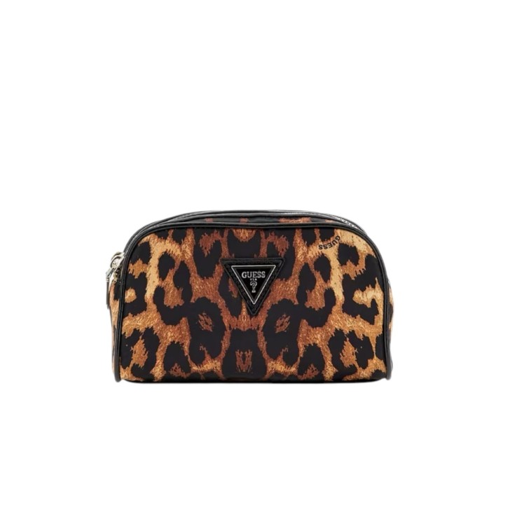 GUESS BEAUTY CASE CHRISTELLE ANIMALIER DOPPIA ZIP