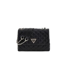 GUESS BORSA A SPALLA TRAPUNTAT BLACK CON LOGO LETTERING