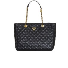 GUESS BORSA A SPALLA TRAPUNTATA BLACK CON LOGO LETTERING