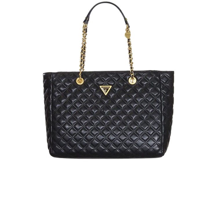 GUESS BORSA A SPALLA TRAPUNTATA BLACK CON LOGO LETTERING