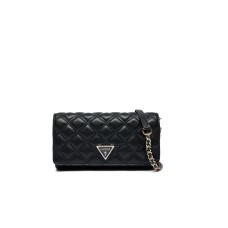 GUESS MINI BORSA A TRACOLLA TRAPUNTATA BLACK CON LOGO LETTERING