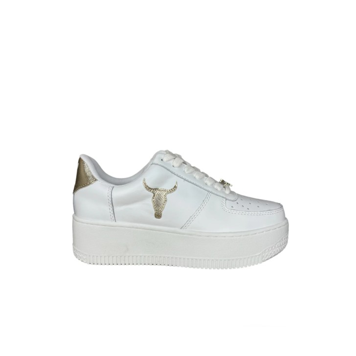 Windsor Smith recharge sneakers bianca con logo oro 