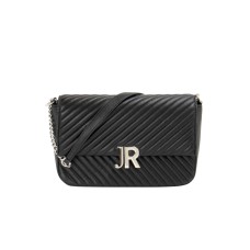 JOHN RICHMOND BORSA A SPALLA NERA DA DONNA CON LOGO ARGENTO NELLA PARTE ANTERIORE