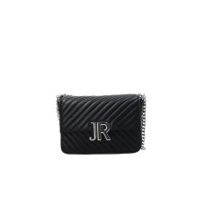 JOHN RICHMOND BORSA A SPALLA NERA DA DONNA CON LOGO ARGENTO NELLA PARTE ANTERIORE 