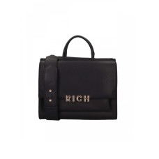 JOHN RICHMOND TOTE BAG NERA A MANO CON LOGO ORO 