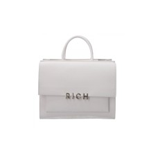 JOHN RICHMOND TOTE BAG BIANCA A MANO CON LOGO ARGENTO 