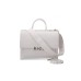 JOHN RICHMOND TOTE BAG BIANCA A MANO CON LOGO ARGENTO 