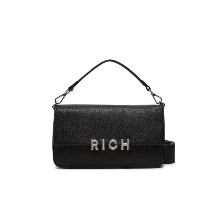 JOHN RICHMOND BORSA A MANO NERA CON LOGO ARGENTO 