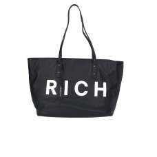 JOHN RICHMOND SHOPPING BAG A SPALLA NERA DA DONNA CON LOGO NELLA PARTE ANTERIORE 