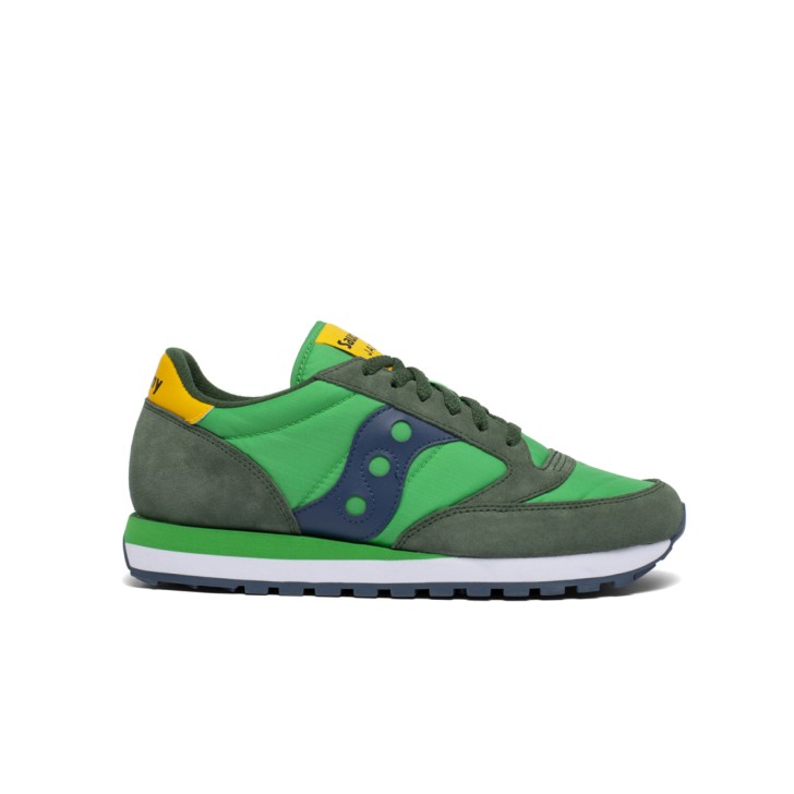 Saucony jazz original sneakers verde con inserti blu e gialli 