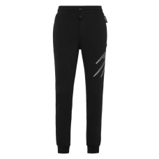 PLEIN SPORT PANTALONE JOGGING TROUSERS IN COTONE BLACK E SILVER