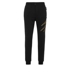 PLEIN SPORT PANTALONE JOGGING TROUSERS IN COTONE BLACK E GOLD