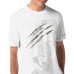 PLEIN SPORT T-SHIRT IN JERSEY DI COTONE A MANICA CORTA WHITE E GOLD CON STAMPA LAMINATA E IN STRASS