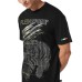 PLEIN SPORT T-SHIRT IN JERSEY DI COTONE A MANICA CORTA BLACK E SILVER CON STAMPA LAMINATA E IN STRASS