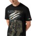 PLEIN SPORT T-SHIRT IN JERSEY DI COTONE A MANICA CORTA BLACK E GOLD CON STAMPA LAMINATA E IN STRASS