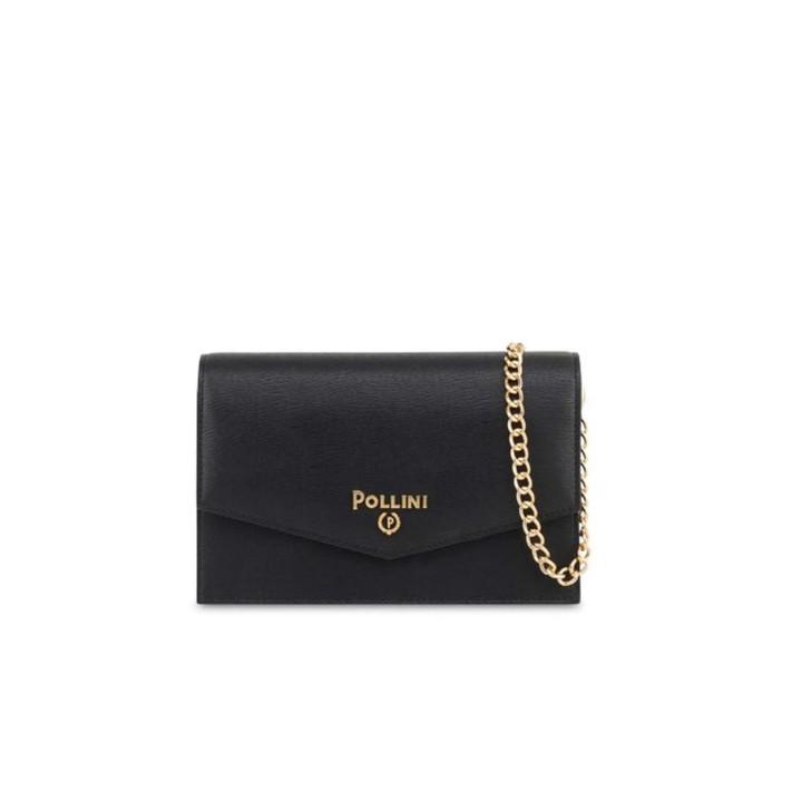 POLLINI POCHETTE NERA CON TRACOLLA IN CATENA ESTRAIBILE