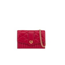 POLLINI POCHETTE TRAPUNTATA ROSSA CON TRACOLLA IN CATENA ORO