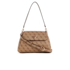 GUESS BORSA A SPALLA BROWN CON 4G LOGO ALL OVER E TRACOLLA REGOLABILE E ESTRAIBILE