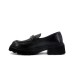 4US MOCASSINO IN LEATHER BLACK CON LOGO LETTERING IN METALLO