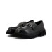 4US MOCASSINO IN LEATHER BLACK CON LOGO LETTERING IN METALLO