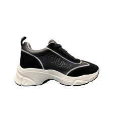 4US SNEAKER IN LEATHER E SUEDE BLACK SILVER DA DONNA