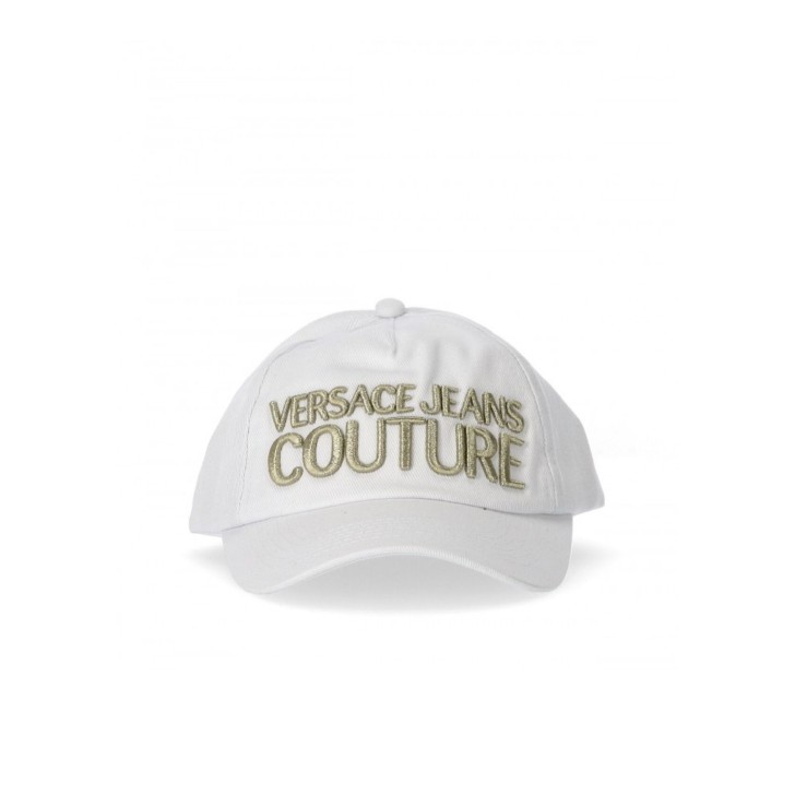 Versace Jeans Couture Cappello Bianco con visiera da Uomo, Logo Versace Jeans Couture in oro