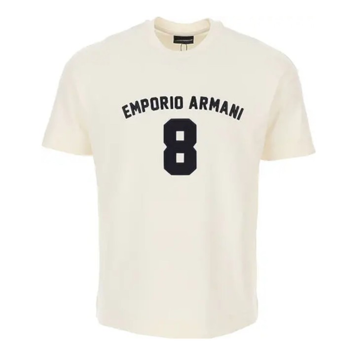 Emporio Armani T-shirt a manica corta  bianca in cotone con logo lettering