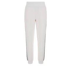 GUESS PANTALONE JOGGER REGULAR FIT IN COTONE CREAM CON BANDE CON 4G LOGO 