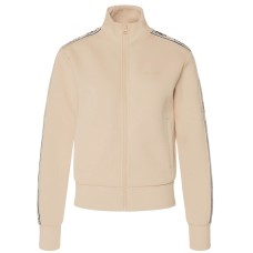 GUESS FELPA BRITNEY IN COTONE TAUPE FULL ZIP CON BANDE 4G LOGO