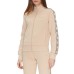 GUESS FELPA BRITNEY IN COTONE TAUPE FULL ZIP CON BANDE 4G LOGO