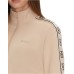 GUESS FELPA BRITNEY IN COTONE TAUPE FULL ZIP CON BANDE 4G LOGO