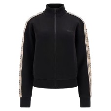 GUESS FELPA IN COTONE BLACK FULL ZIP CON BANDE 4G LOGO