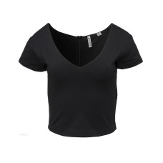 Guess crop top nero con banda laterale logata