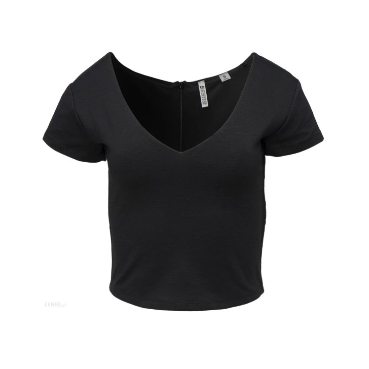 Guess crop top nero con banda laterale logata