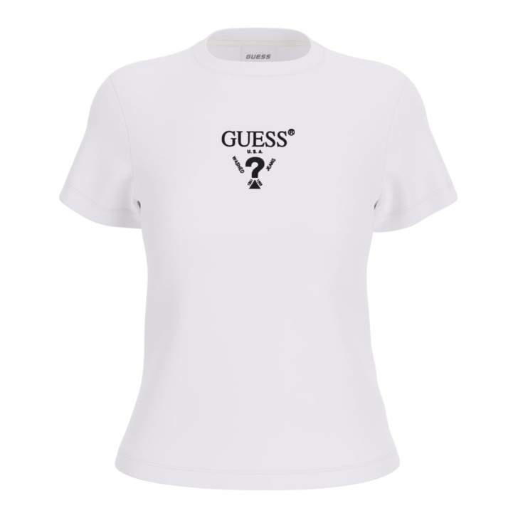 GUESS T-SHIRT COLETTE BIANCA LOGO A CONTRASTO