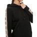 GUESS FELPA IN COTONE BLACK CON CAPPUCCIO E BANDE 4 LOGO