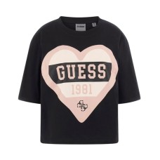 GUESS T-SHIRT MONICA NERA CON MAXI CUORE 