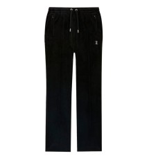 JUICY COUTURE PANTALONE BLACK IN CINIGLIA CON LOGO LETTERING IN STRASS ARGENTO 