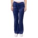 JUICY COUTURE PANTALONE BLUE IN CINIGLIA CON LOGO LETTERING RICAMATO SILVER E STRASS 