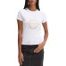 JUICY COUTURE T-SHIRT A MANICA CORTA IN COTONE WHITE CON MAXI LOGO LETTERING RICAMATO E STRASS	