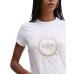 JUICY COUTURE T-SHIRT A MANICA CORTA IN COTONE WHITE CON MAXI LOGO LETTERING RICAMATO E STRASS	