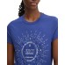 JUICY COUTURE T-SHIRT A MANICA CORTA IN COTONE BLUE CON MAXI LOGO LETTERING RICAMATO E STRASS 