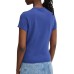 JUICY COUTURE T-SHIRT A MANICA CORTA IN COTONE BLUE CON MAXI LOGO LETTERING RICAMATO E STRASS 