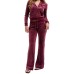 JUICY COUTURE PANTALONE IN CINIGLIA BORDEAUX CON MAXI LOGO LETTERING IN STRASS TONO SU TONO