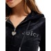 JUICY COUTURE FELPA CORTA IN CINIGLIA BLACK CON CAPPUCCIO E LOGO LETTERING IN STRASS ARGENTO