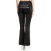 JUICY COUTURE PANTALONE IN CINIGLIA BLACK CON LOGO LETTERING IN STRASS ARGENTO