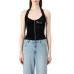 JUICY COUTURE TOP IN CINIGLIA BLACK CON LOGO LETTERING IN STRASS ARGENTO