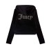 JUICY COUTURE FELPA FULL ZIP IN CINIGLIA BLACK CON CAPPUCCIO E LOGO LETTERING IN STRASS ARGENTO