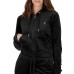 JUICY COUTURE FELPA FULL ZIP IN CINIGLIA BLACK CON CAPPUCCIO E LOGO LETTERING IN STRASS ARGENTO