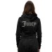 JUICY COUTURE FELPA FULL ZIP IN CINIGLIA BLACK CON CAPPUCCIO E LOGO LETTERING IN STRASS ARGENTO